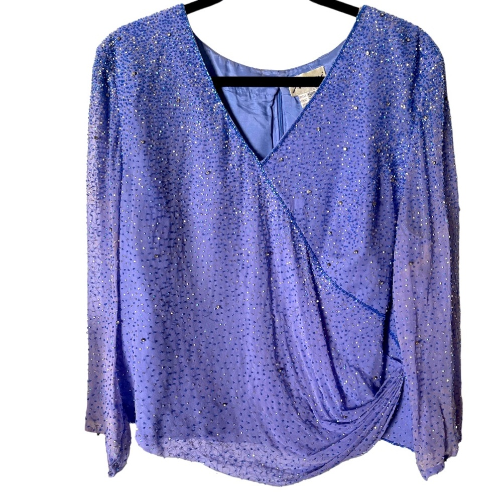 Vintage Jovani Lavender Beaded Evening Top 18w